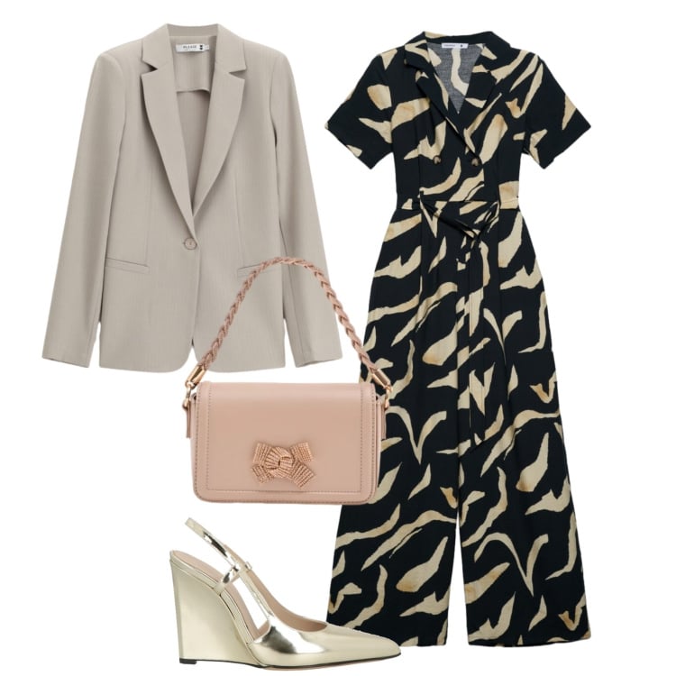 Outfit donna - Jumpsuit. Stile Chic per Tutti i giorni. Abbinamento con décolleté, tute, blazer, pochette.