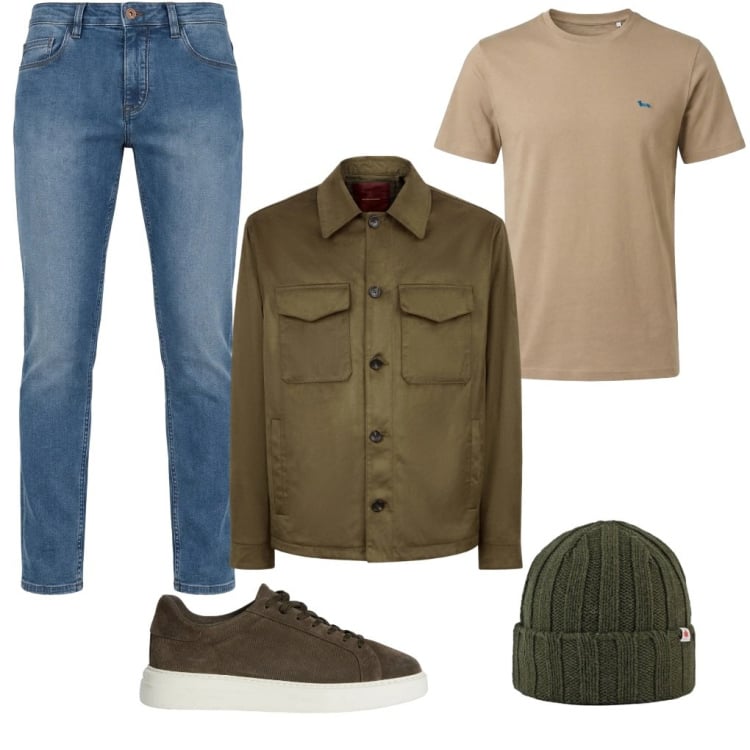Outfit uomo - Carlo: prof.di scienze. Stile Urban per Tutti i giorni. Abbinamento con t-shirt, sneakers, jeans, cappelli, giacche.