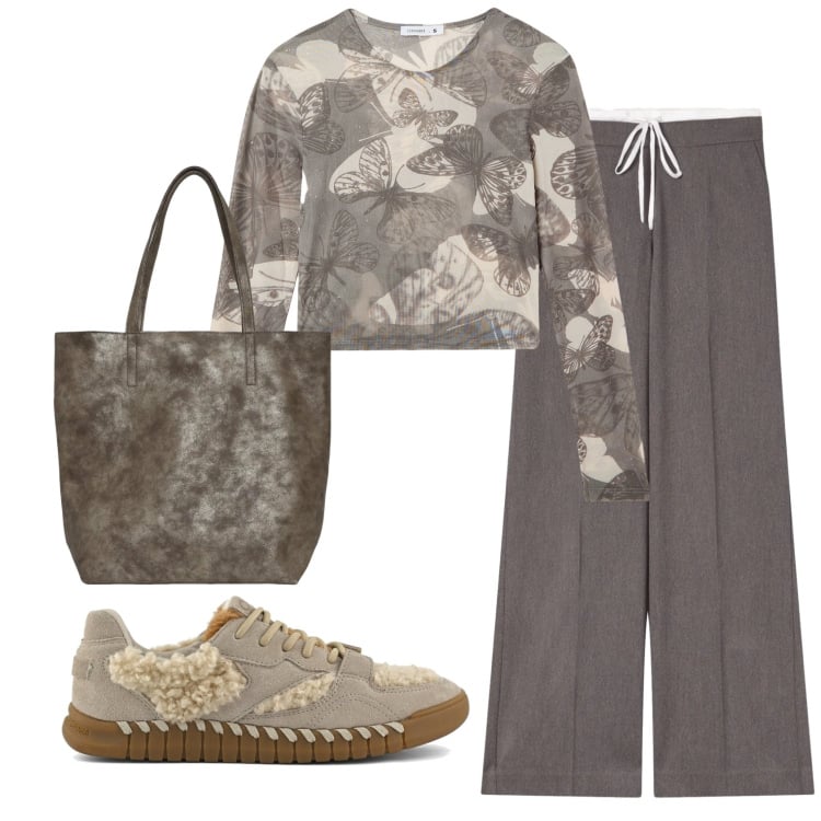 Outfit donna - Total look #2369367. Stile Casual per Tutti i giorni. Abbinamento con shopping bag, t-shirt, pantaloni, sneakers.