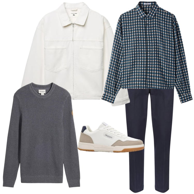 Outfit uomo - Marzo ancora incerto. Stile Urban per Tutti i giorni. Abbinamento con sneakers, maglieria, pantaloni, camicie, giacche.