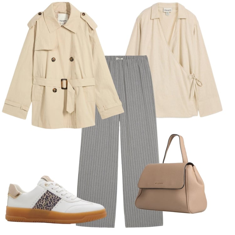 Outfit donna - Basic zone. Stile Basic per Tutti i giorni. Abbinamento con zaini, pantaloni, sneakers, bluse, trench.
