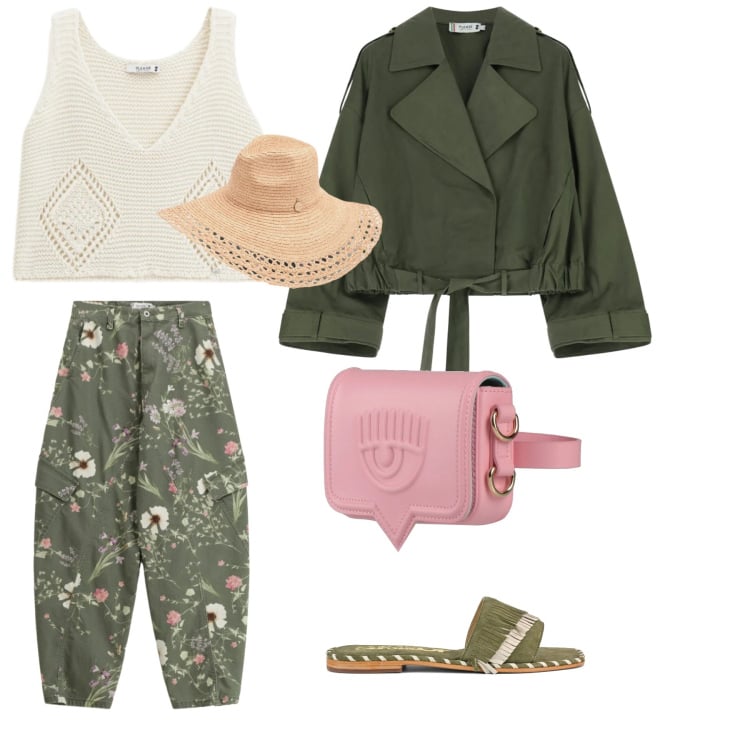 Outfit donna - Please...dont go. Stile Romantica per Tutti i giorni. Abbinamento con marsupi, parka, pantaloni cargo, top, cappelli, ciabatte.