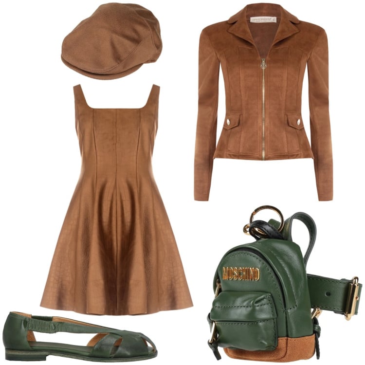 Outfit donna - Vestito dainetto ballerine verdi. Stile Glamour per Tutti i giorni. Abbinamento con cappelli, marsupi, ballerine, vestiti corti, giacche.