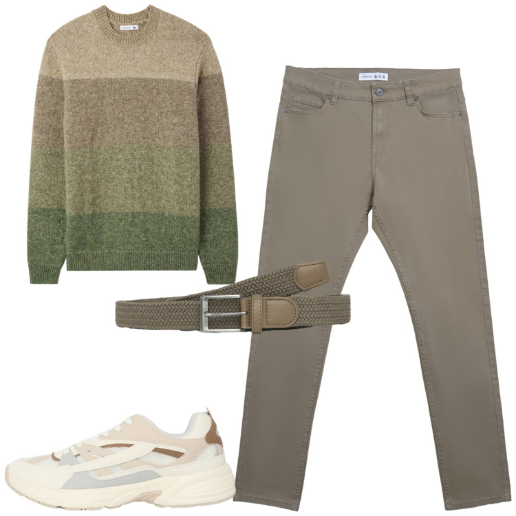 Outfit uomo - Total look #2369814. Stile Urban per Tutti i giorni. Abbinamento con cinture, sneakers, pantaloni skinny, maglieria.