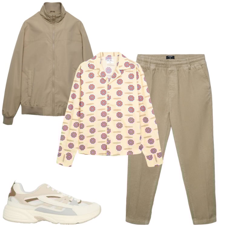 Outfit uomo - Total look #2369823. Stile Urban per Tutti i giorni. Abbinamento con camicie, pantaloni, sneakers, bomber.