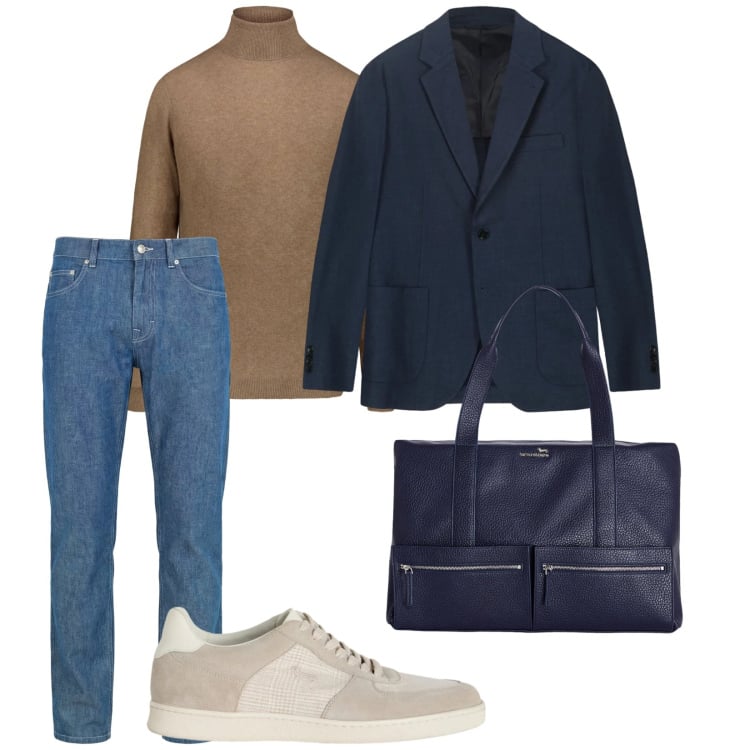 Outfit uomo - Più leggeri con la giacca. per Ufficio. Abbinamento con jeans, borse sportive, sneakers, maglieria, giacche.
