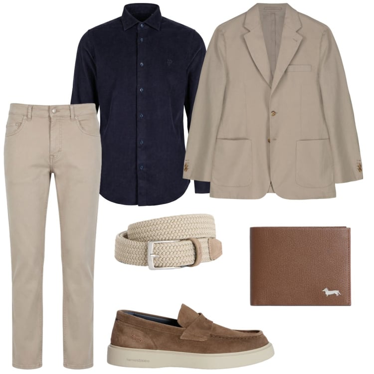 Outfit uomo - Cerimonia informale. per Cerimonia. Abbinamento con cinture, portafogli, pantaloni, camicie, scarpe stringate, giacche.