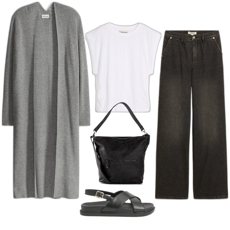 Outfit femme - Minimal Denim. Style Minimal pour Tous les jours. Assortir avec jean coupe droite, sacs à main, t-shirts, pulls, sandales.