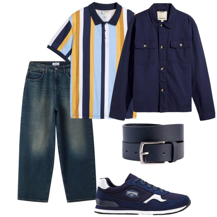 Outfit uomo - Polo e giacca. per Ufficio. Abbinamento con polo, sneakers, giacche, cinture, jeans.