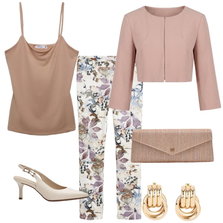 Outfit donna - Cerimonia romantica. per Cerimonia. Abbinamento con décolleté, orecchini, pantaloni, canottiere, bolero, pochette.