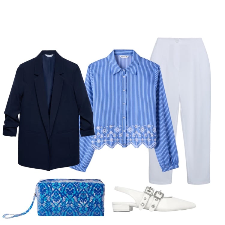 Outfit donna - Glam con il completo spezzato. Stile Glamour per Cerimonia. Abbinamento con pochette, blazer, ballerine, camicie, pantaloni chino.