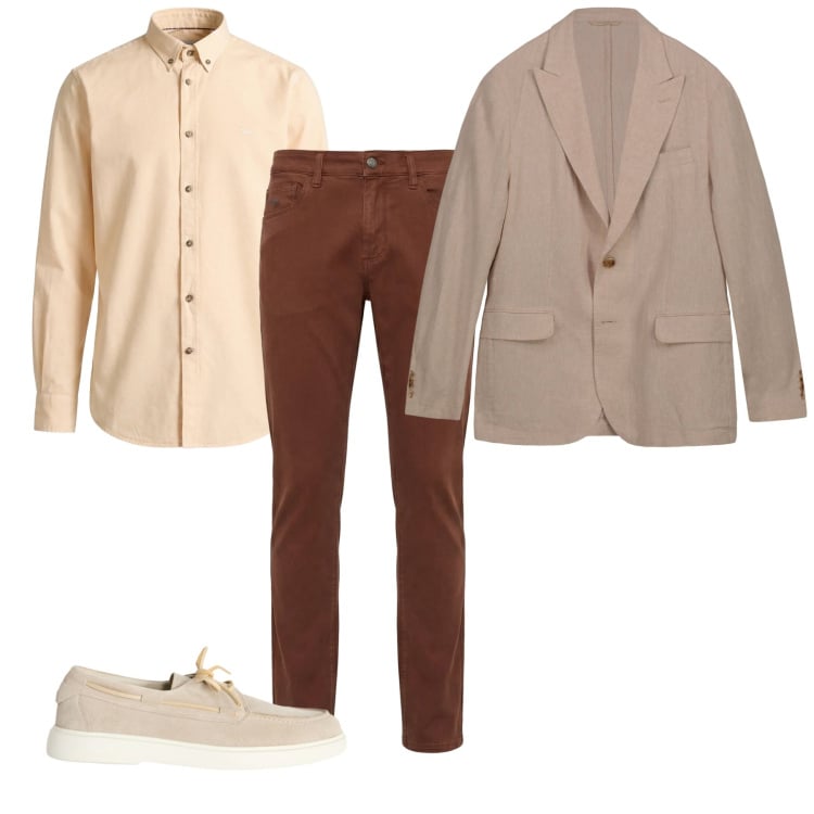 Outfit uomo - Light spring. Stile Casual per Tutti i giorni. Abbinamento con scarpe stringate, camicie, pantaloni, giacche.