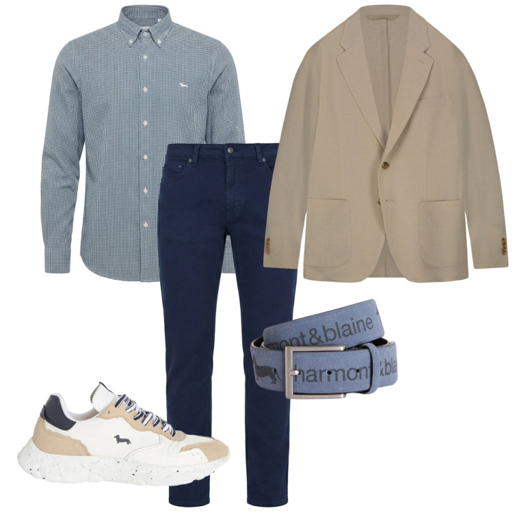 Outfit uomo - Leggerezza. Stile Casual per Tutti i giorni. Abbinamento con cinture, sneakers, pantaloni, camicie, giacche.