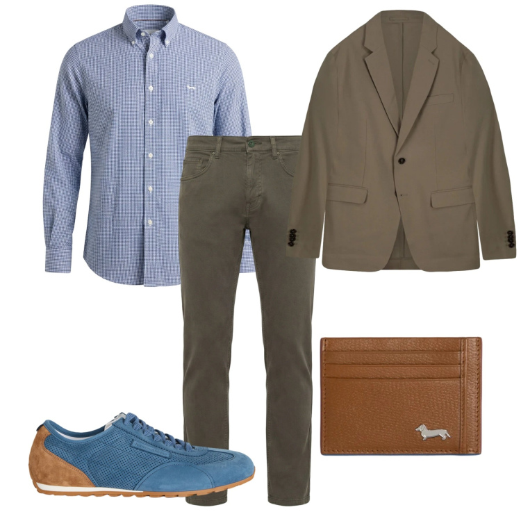 Outfit uomo - Casual mood con giacca. Stile Casual per Tutti i giorni. Abbinamento con sneakers, portafogli, pantaloni, camicie, giacche.