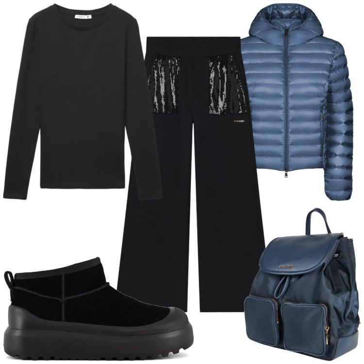 Outfit donna - Total look #2370020. Stile Basic per Tutti i giorni. Abbinamento con zaini, t-shirt, bomber, pantaloni, stivali.