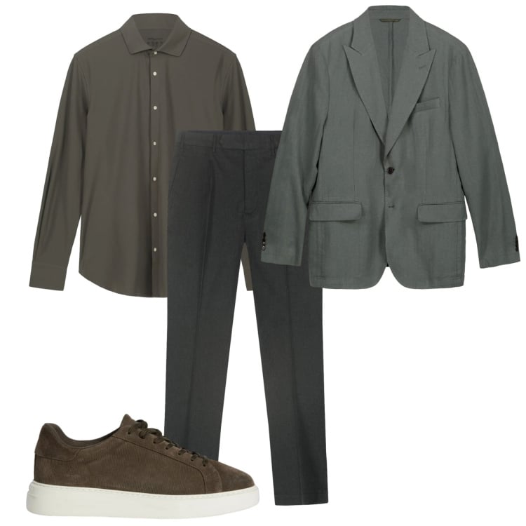 Outfit uomo - Apericena. Stile Business/Elegante per Serata speciale. Abbinamento con sneakers, giacche, camicie, pantaloni.