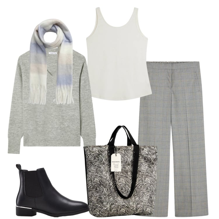 Outfit donna - Total look #2370056. Stile Casual per Tutti i giorni. Abbinamento con stivaletti, pantaloni, maglieria, sciarpe, borse tote, top.