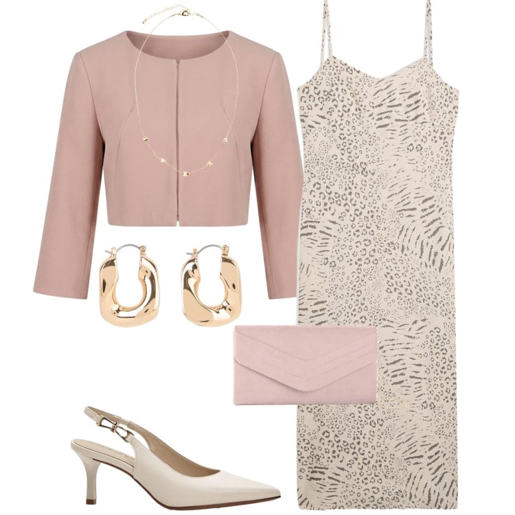 Outfit donna - Total look #2370064. Stile Chic per Cerimonia. Abbinamento con pochette, décolleté, orecchini, collane, vestiti, bolero.