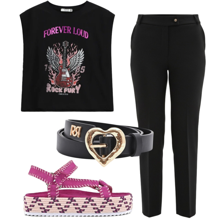 Outfit donna - Total look #2370068. Stile Basic per Tutti i giorni. Abbinamento con top, cinture, pantaloni, sandali.