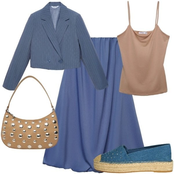 Outfit donna - Terranova Glam Events: il completo. Stile Trendy per Tutti i giorni. Abbinamento con gonne lunghe, espadrillas, blazer, canottiere, borse a tracolla.