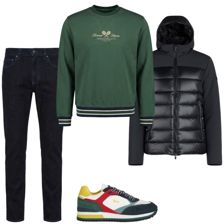 Outfit uomo - D\'improvviso il freddo. Stile Casual per Tutti i giorni. Abbinamento con jeans, sneakers, felpe, giacche.