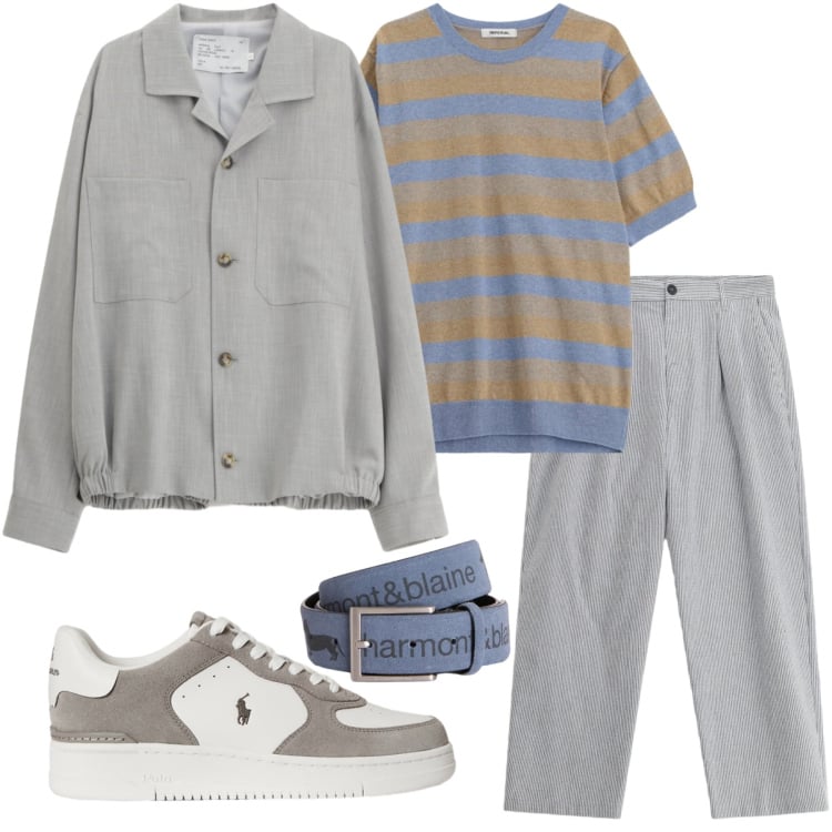 Outfit uomo - Eleganza urbana. Stile Trendy per Tutti i giorni. Abbinamento con cinture, cappotti, pantaloni, maglieria, sneakers.