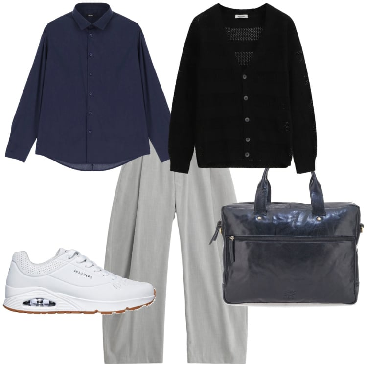 Outfit uomo - Uomo Imperial. per Ufficio. Abbinamento con camicie, pantaloni, cardigans, borse sportive, sneakers.