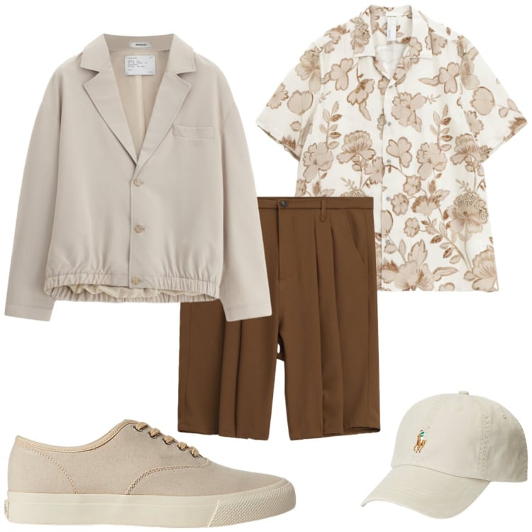 Outfit uomo - Men Imperial. per Mare. Abbinamento con bermuda, camicie a manica corta, giacche, sneakers, cappelli.