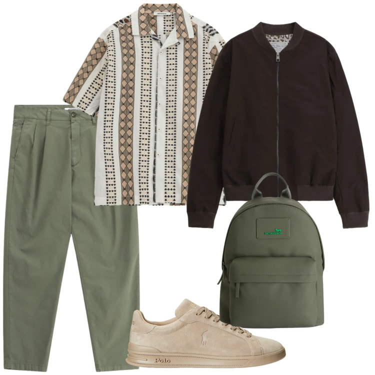 Outfit uomo - Men Imperial. per Tutti i giorni. Abbinamento con borse sportive, bomber, pantaloni, camicie a manica corta, sneakers.