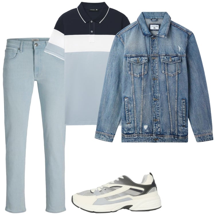 Outfit uomo - Spring. Stile Casual per Tutti i giorni. Abbinamento con jeans, giacche, sneakers, polo.