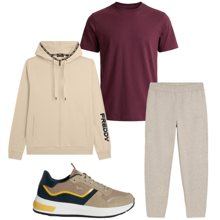 Outfit uomo - Total look #2370258. Stile Urban per Sport. Abbinamento con sneakers, t-shirt, pantaloni, felpe con cappuccio.