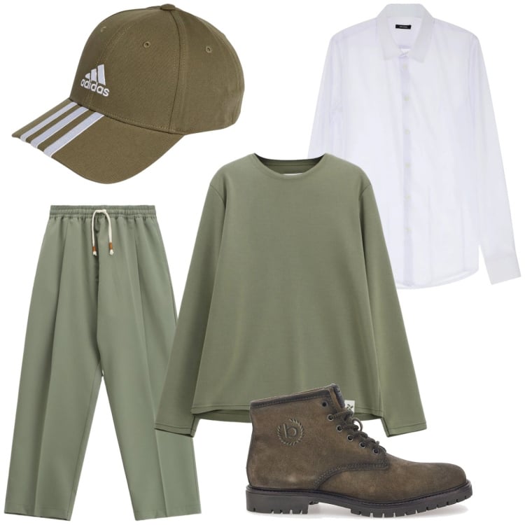 Outfit uomo - Imperial - The New Crew SS 2026. Stile Trendy per Tutti i giorni. Abbinamento con camicie, pantaloni, felpe, cappelli con visiera, stivali e stivaletti.