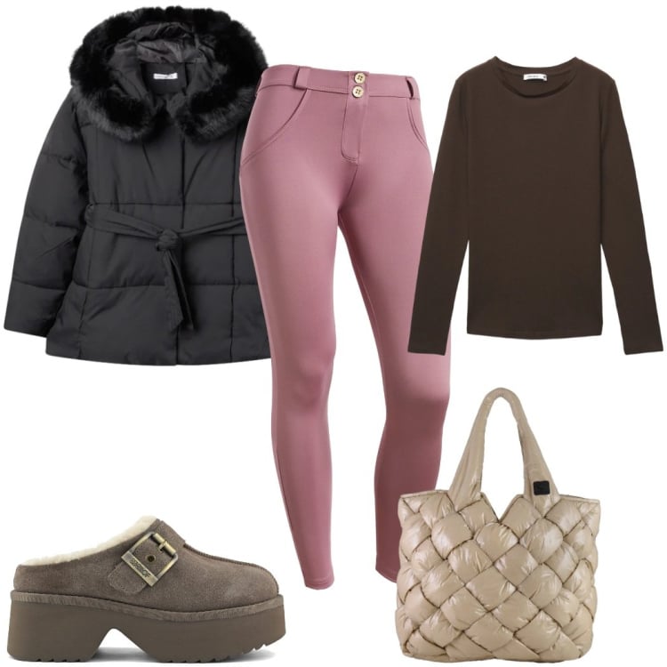 Outfit donna - Total look #2370318. Stile Trendy per Tutti i giorni. Abbinamento con blazer, t-shirt, borse tote, pantaloni skinny, sabot.