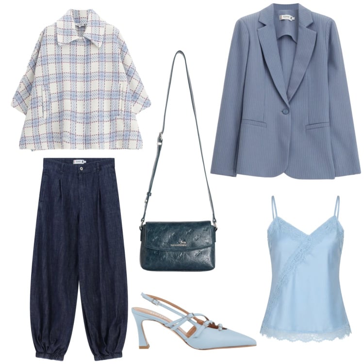 Outfit donna - A day in the life. Stile Casual chic per Tutti i giorni. Abbinamento con décolleté, borse a tracolla, blazer, cappotti, jeans, top.