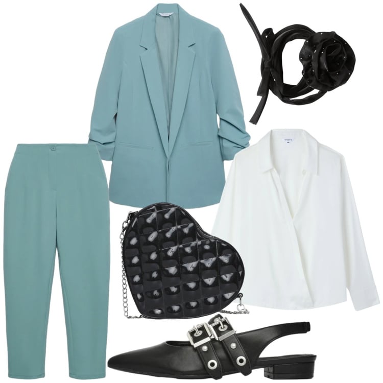 Outfit donna - Terranova Glam Events. Stile Chic per Serata fuori. Abbinamento con pantaloni chino, collane, ballerine, blazer, camicie, borse a tracolla.