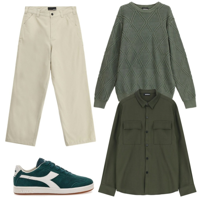Outfit uomo - Ermanno: esco un attimo. Stile Urban per Tutti i giorni. Abbinamento con camicie, maglieria, pantaloni, sneakers.