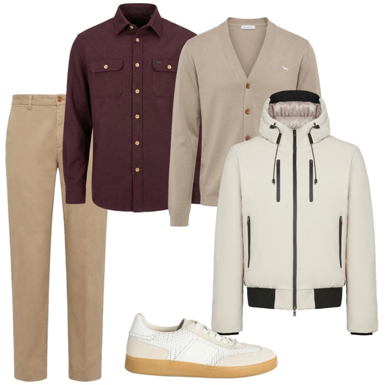 Outfit uomo - Total look #2370406. Stile Casual per Tutti i giorni. Abbinamento con sneakers, cardigans, camicie, pantaloni chino, giacche.