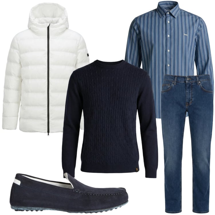 Outfit uomo - Stripes & styles. Stile Trendy per Tutti i giorni. Abbinamento con scarpe stringate, jeans, camicie, maglieria, giacche.