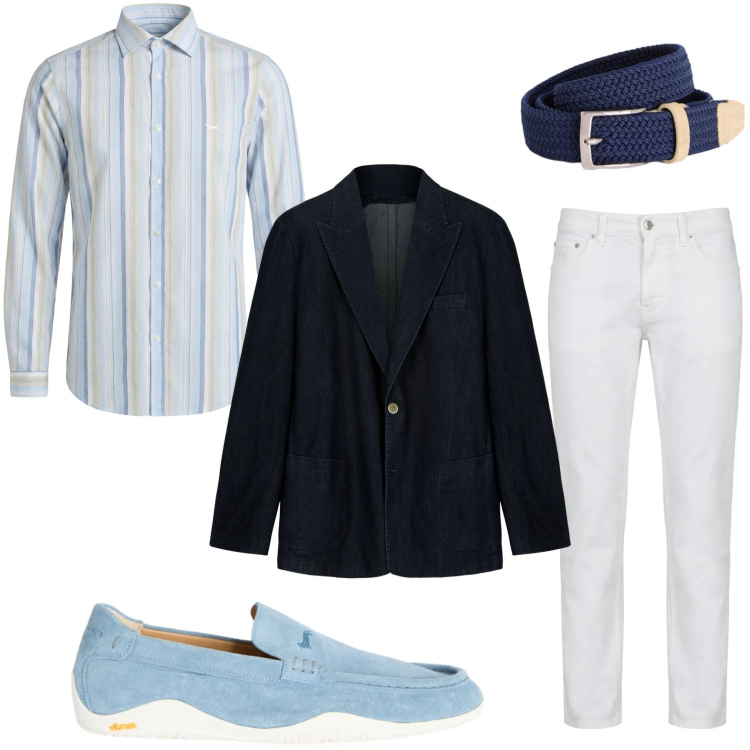 Outfit uomo - Jeans cambio stagione. Stile Trendy per Tutti i giorni. Abbinamento con cinture, pantaloni, camicie, scarpe stringate, giacche.