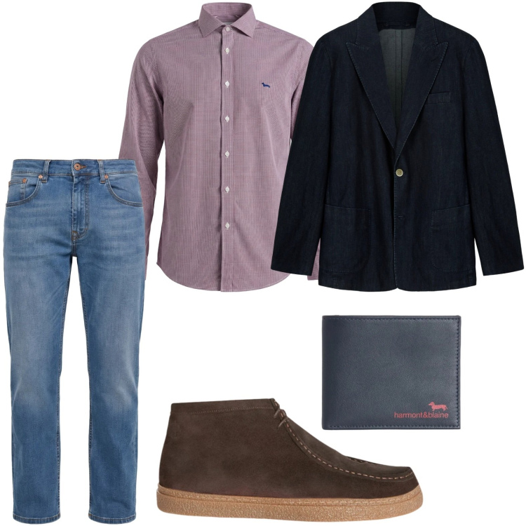 Outfit uomo - Camicia Oxford. Stile Trendy per Tutti i giorni. Abbinamento con portafogli, jeans, stivali e stivaletti, camicie, giacche.