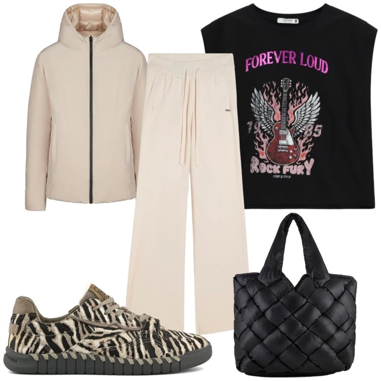 Outfit donna - Total look #2370549. Stile Basic per Sport. Abbinamento con top, borse tote, eskimo, pantaloni, sneakers.