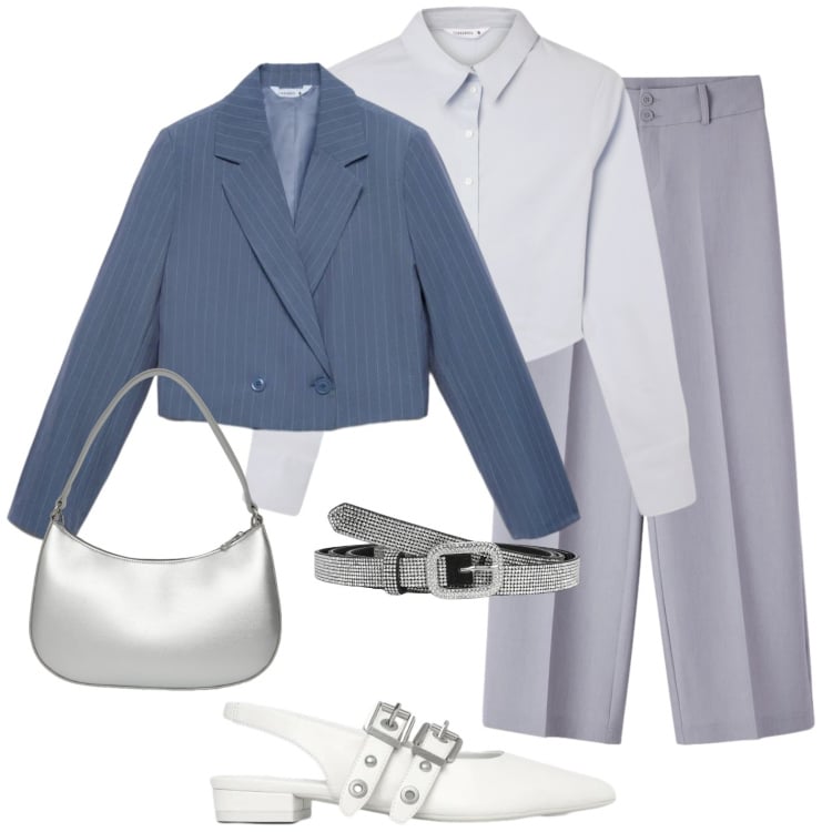 Outfit donna - Pranzo di lavoro formale. Stile Bon Ton per Cerimonia. Abbinamento con camicie, cinture, blazer, ballerine, pantaloni, borse a tracolla.
