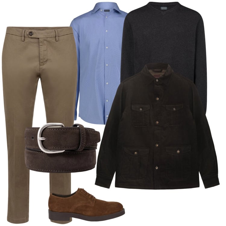 Outfit uomo - Dove andiamo fa freddo. per Serata speciale. Abbinamento con pantaloni chino, maglieria, scarpe stringate, cappotti, camicie, cinture.