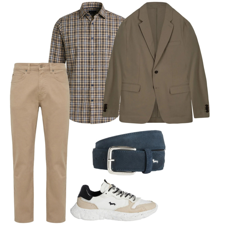 Outfit uomo - Colori compatibili. per Ufficio. Abbinamento con cinture, camicie, sneakers, pantaloni, giacche.