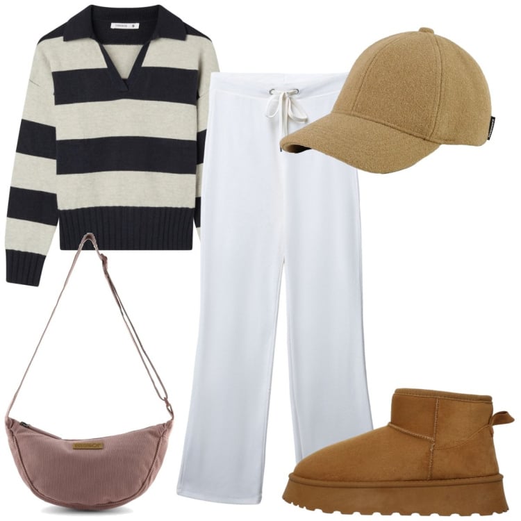 Outfit donna - Total look #2370617. Stile Basic per Tutti i giorni. Abbinamento con maglieria, stivali, pantaloni, cappelli, borse a tracolla.