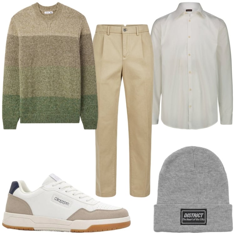 Outfit uomo - Total look #2370635. Stile Casual per Tutti i giorni. Abbinamento con sneakers, pantaloni, berretti, camicie, maglieria.