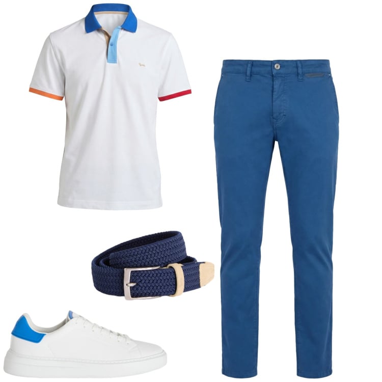 Outfit uomo - La polo Harmont & Blaine. Stile Urban per Tutti i giorni. Abbinamento con pantaloni, cinture, sneakers, polo.