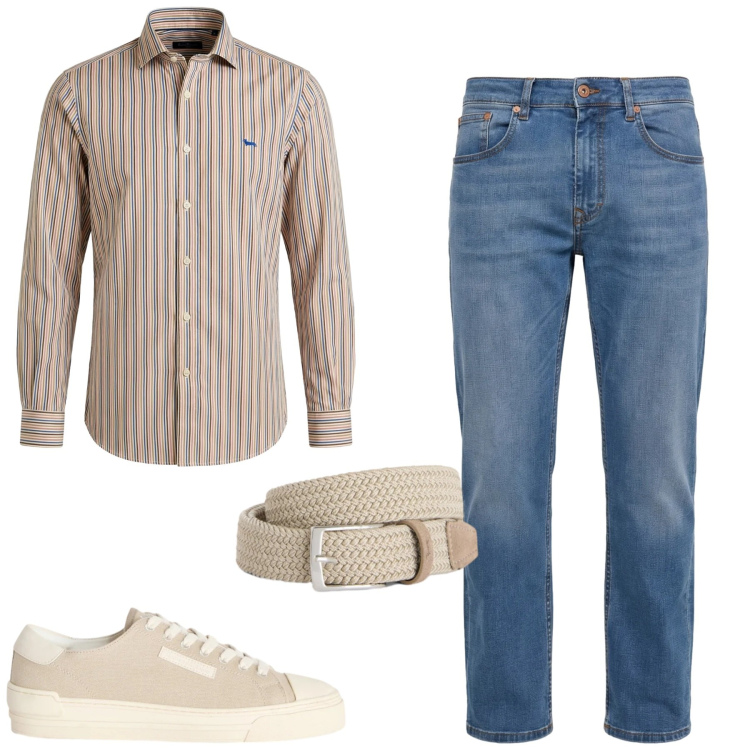 Outfit uomo - Jeans e camicia. Stile Urban per Tutti i giorni. Abbinamento con cinture, sneakers, camicie, jeans.