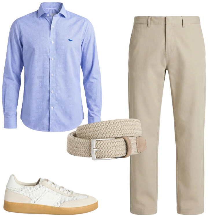Outfit uomo - In ufficio. Stile Urban per Ufficio. Abbinamento con cinture, sneakers, camicie, pantaloni cargo.