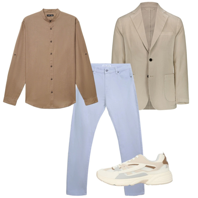 Outfit uomo - Coreana. Stile Casual per Tutti i giorni. Abbinamento con sneakers, camicie, pantaloni skinny, giacche.